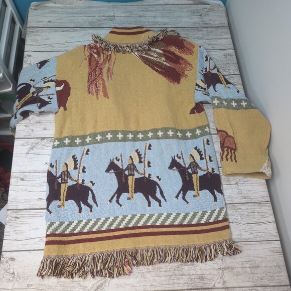 Clair Designs Lew Magram Sweater OS Vintage Western Native Art Tapestry Cardigan - Picture 9 of 9